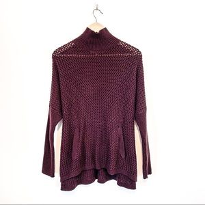 Ann Taylor Loft Purple Open Knit Mock Neck Sweater